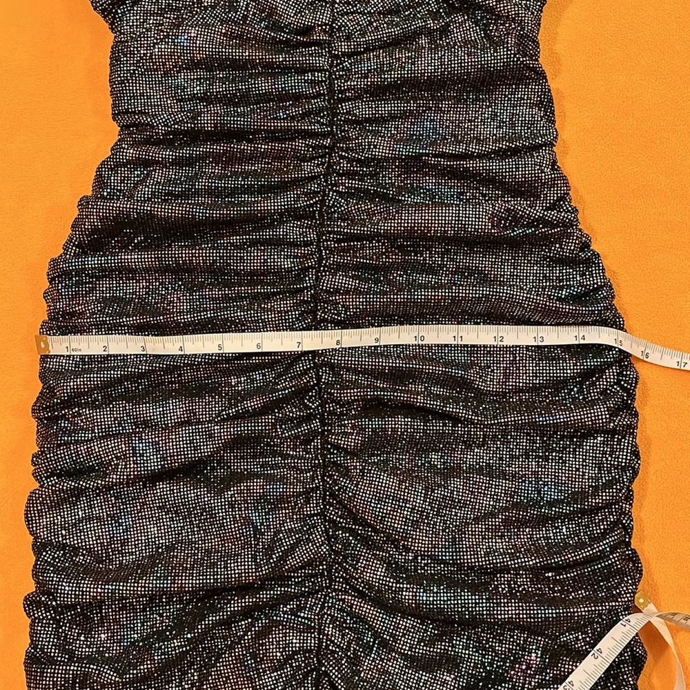 NWOT Zara drapped crossover neck sparkling multicoloured mini dress. Size XS. - Picture 12 of 13